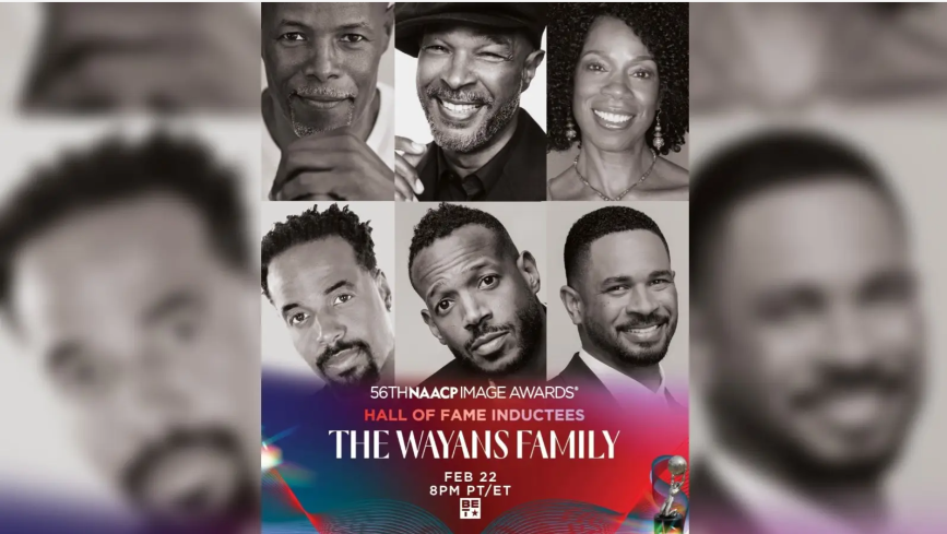 (Clockwise from top left) Keenen Ivory Wayans, Damon Wayans Sr., Kim Wayans, Damon Wayans Jr., Marlon Wayans and Shawn Wayans NAACP