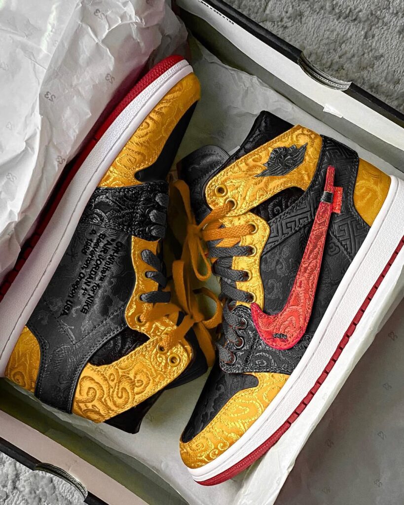 BRUCE LEE OFF WHITE SATIN AJ1 LUXComment your shoe size and tag some friends who need a pair of these in the comments LIKE COMMENT SHARE Designed by @johnnyskicks In collaboration w @louis y