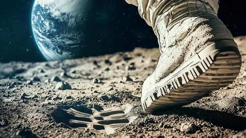 photorealistic image astronaut s footprint moon symbolizing human exploration space high quality dusty surface 359280654